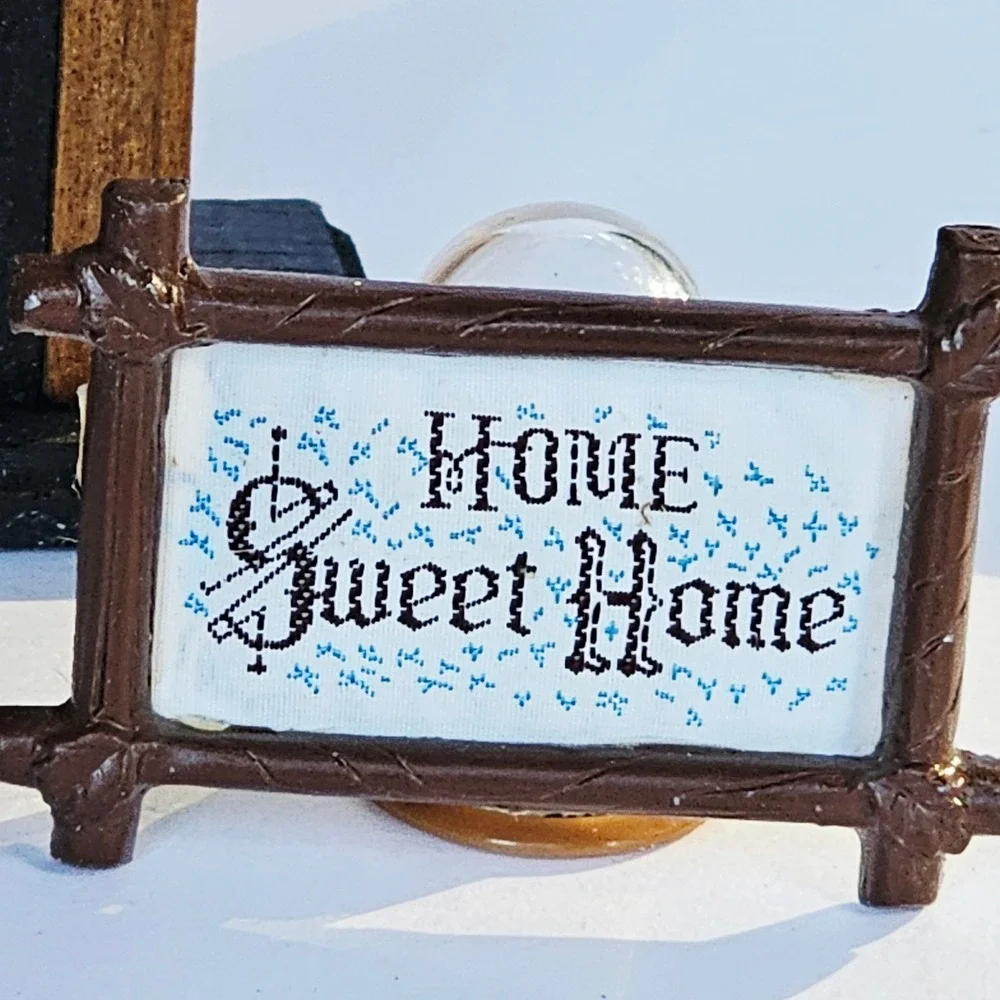 Vintage Dollhouse Accessories Lot Gold Clock‎ Home Sweet Home Sign Panda Blocks